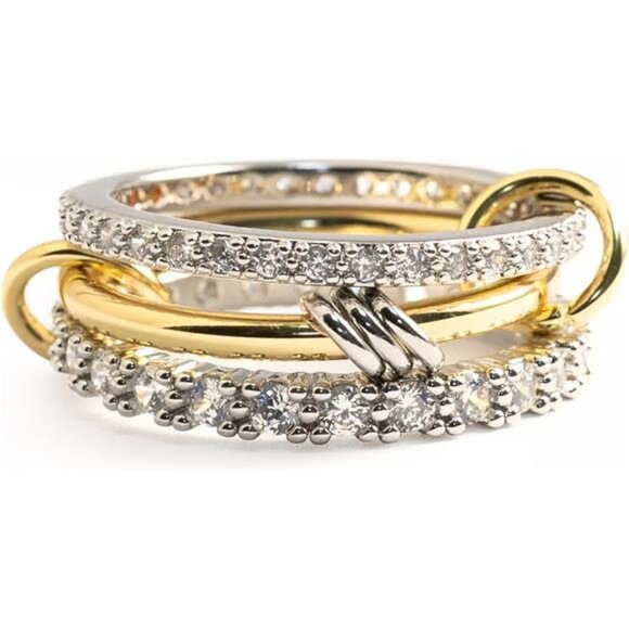 Gold Stackable Rings Non-Tarnish,Personal Elegant Dainty 18k Gold for Women - Picture 1 of 7